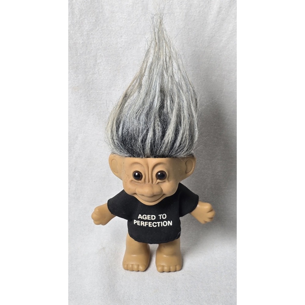 Russ Troll Doll Figure # 18320 Aged To‎ Perfection Tshirt Gray Hair 90's Vintage
